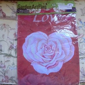 Garden Flag Valentine Heart Rose Flag